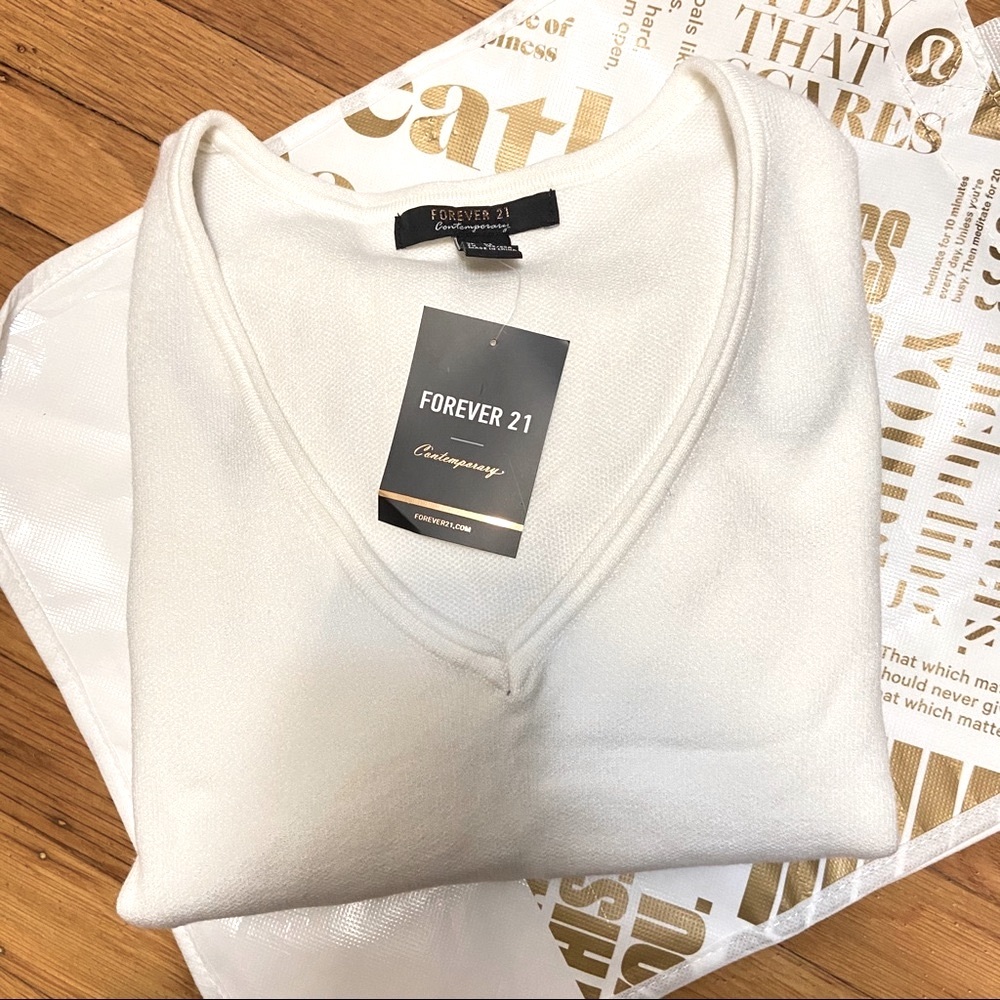 Boxy v neck Ribbed hem sweatshirt/sweater